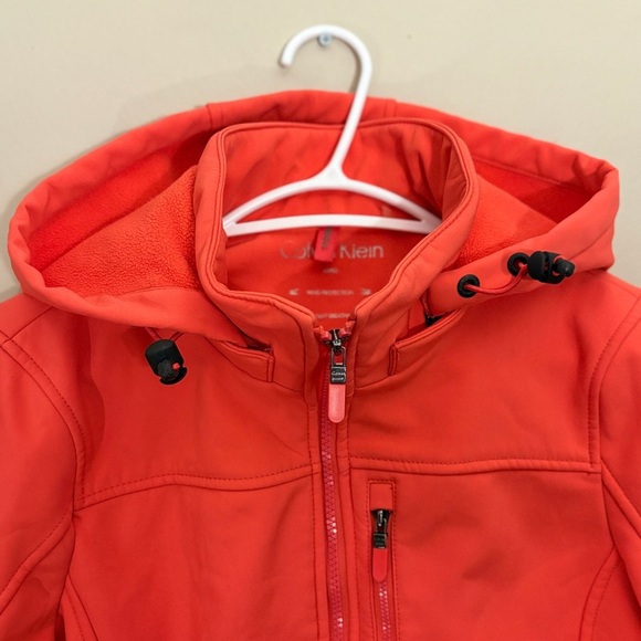 Calvin Klein Orange-Red Hooded Neoprene Fleece Lined Jacket - Picture 3 of 16